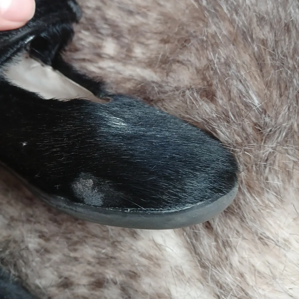 Kids real fur dress shoes